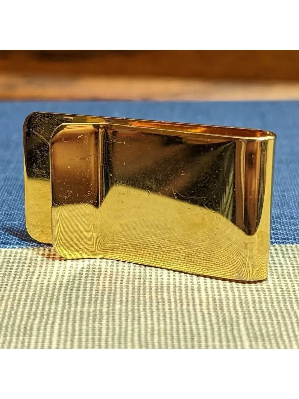Vintage Gold Tone Money Clip Framed Oval Shaped 